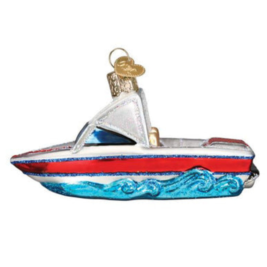 Old World Christmas - Ski Boat Blown Glass Ornament