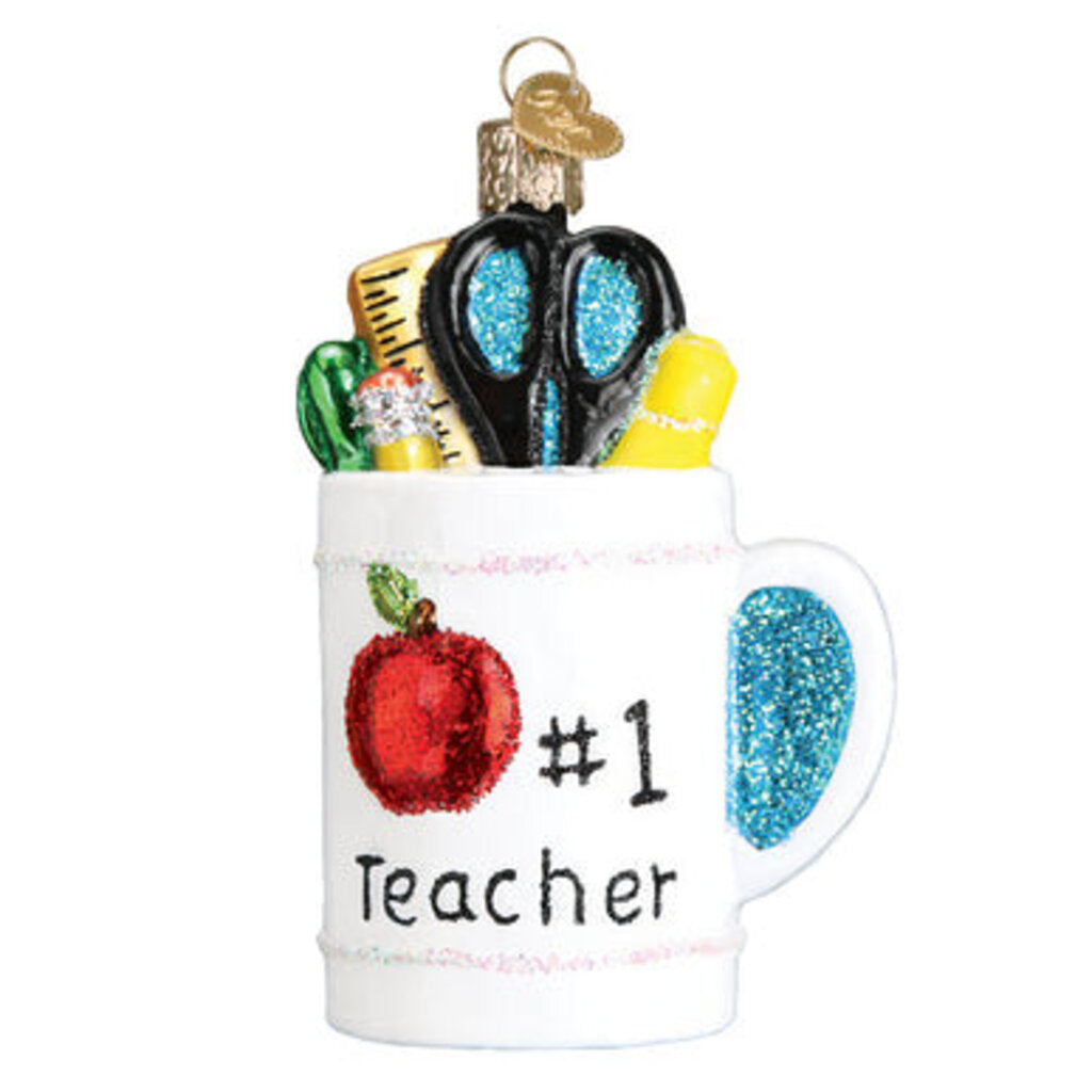 Old World Christmas - Best Teacher Mug Blown Glass Ornament