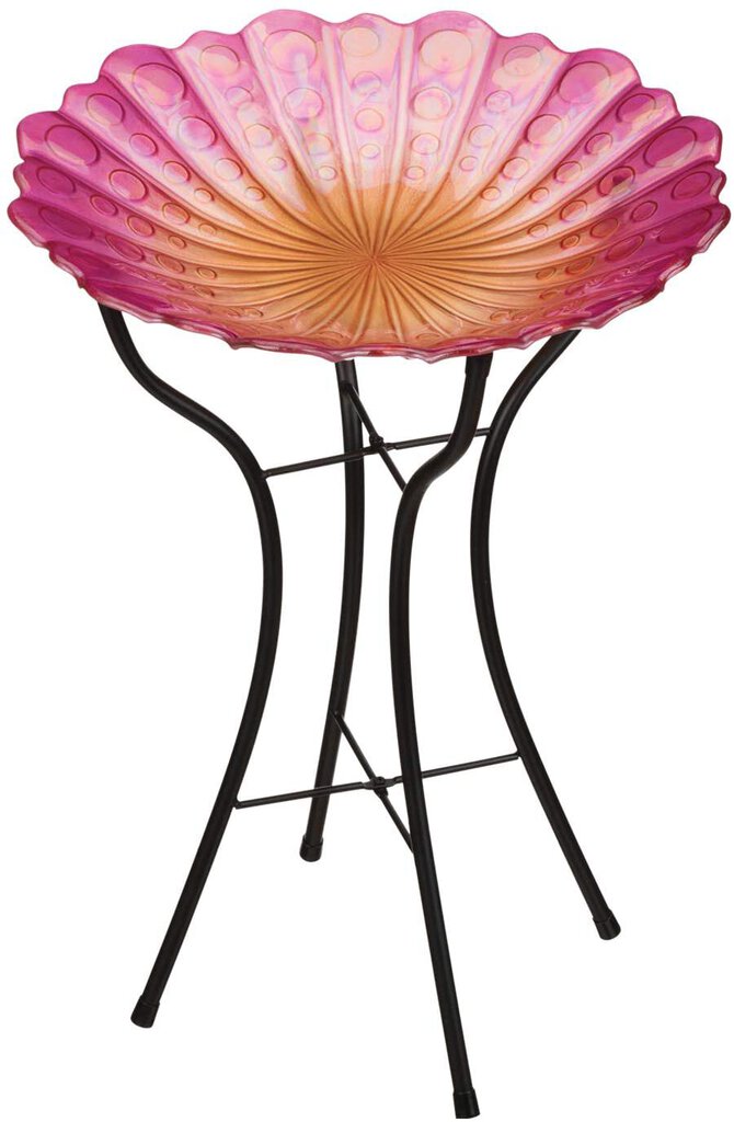 18" Artisan Glass Bird Bath & Stand - Raindrop