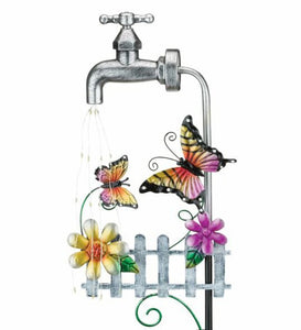 35" Faucet Solar Stake - Butterfly