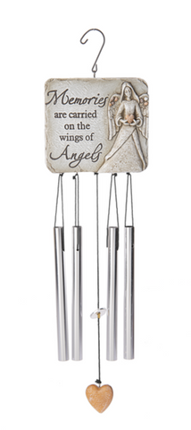 Pebble Angel 16" memorial Wind Chime - Wings of Angels