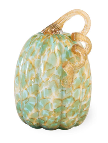 Green & Gold Glass Pumpkin - Tall