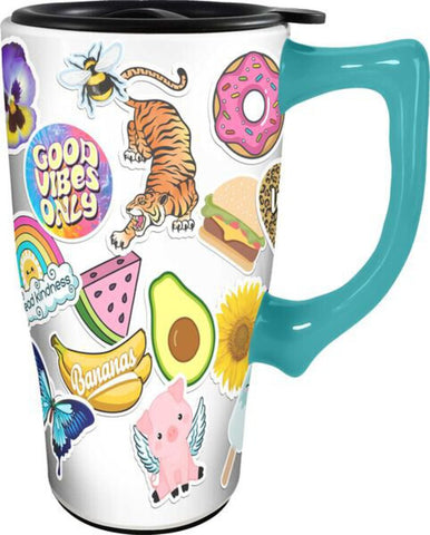 Ceramic Travel Mug - Good Vibes Only