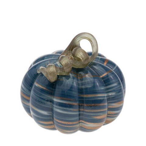 Denim & Copper Glass Pumpkin - Small