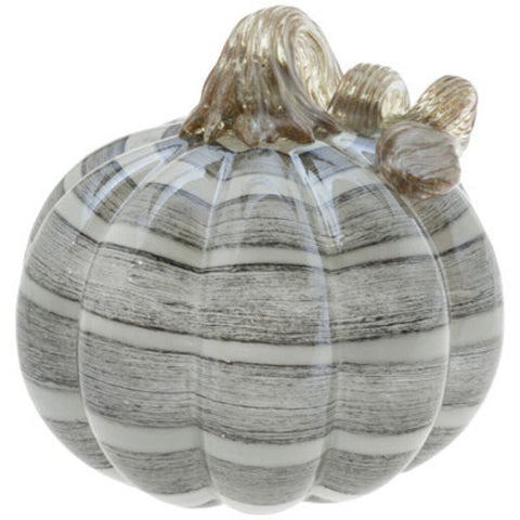 Small Black & White Stripe Glass Pumpkin