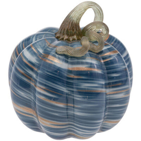 Denim & Copper Blown Glass Pumpkin