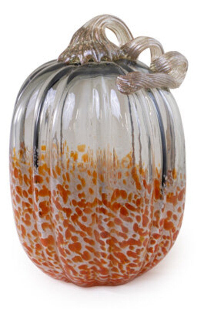 Grey & Orange Glass Pumpkin - Tall