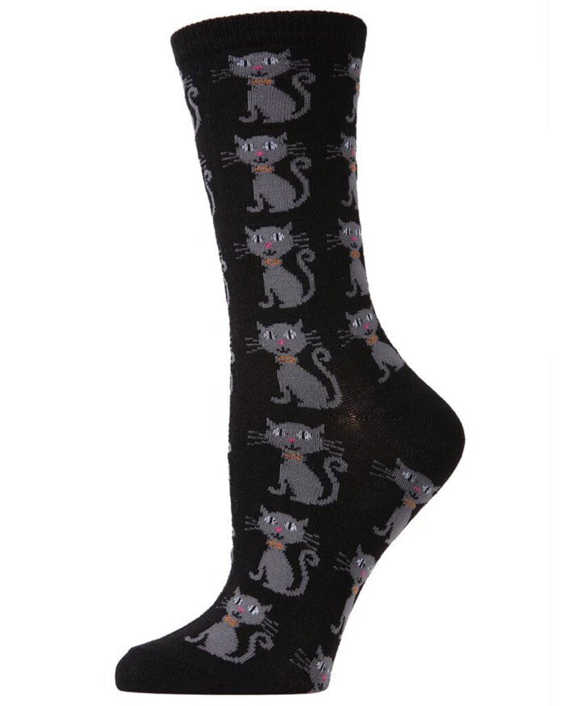 Memoi Socks - Halloween Black Cat Crew