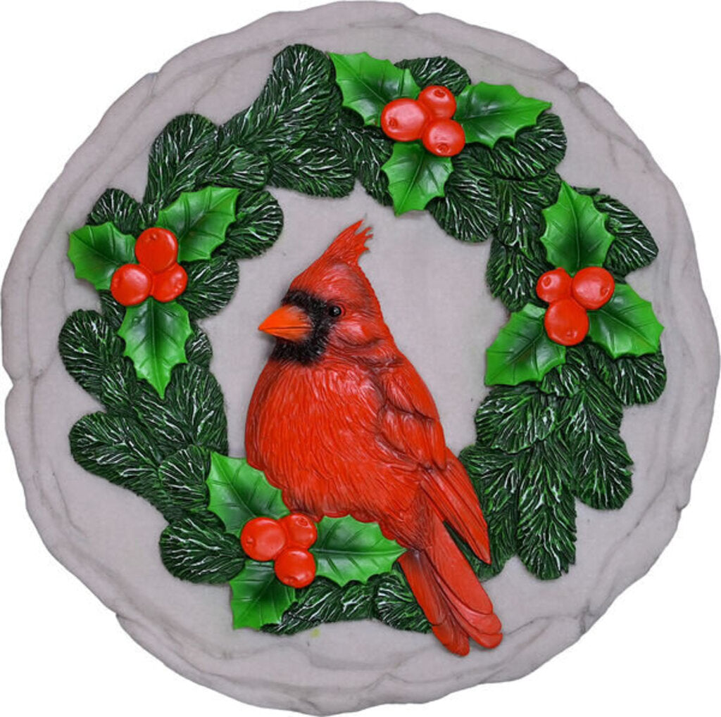 Christmas Stepping Stone - Cardinal & Wreath