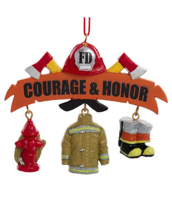 4" RESIN FIREFIGHTER DANGLE ORNAMENT