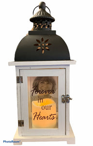 Wood & Metal LED Candle Memorial Lantern